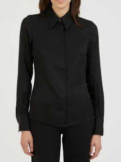 Seidenbluse mit Monogram Schwarz