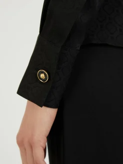 Seidenbluse mit Monogram Schwarz