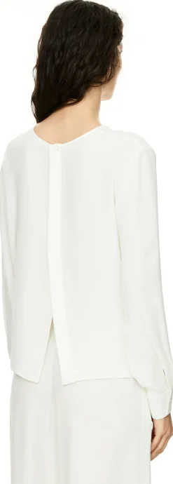 Seidenbluse mit rückseitiger Knopfleiste Weiß