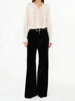 Seidenbluse mit Rüschen Crème