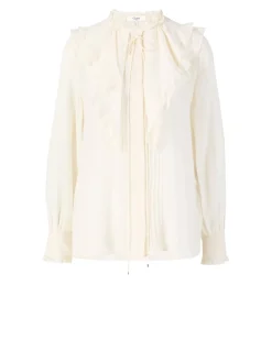 Seidenbluse mit Rüschen Crème