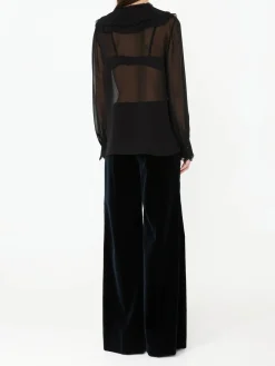 Seidenbluse mit Rüschen Schwarz
