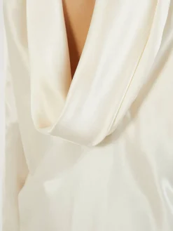 Seidenbluse mit Wasserfallausschnitt Crème