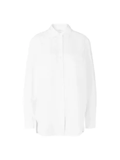 Seidenbluse 'Nemesia Crashed' mit Crinkle-Optik Bianco