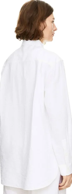 Seidenbluse 'Nemesia Crashed' mit Crinkle-Optik Bianco