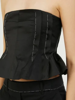 Seiden-Bustier-Top Schwarz
