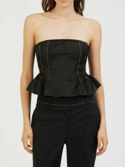 Seiden-Bustier-Top Schwarz