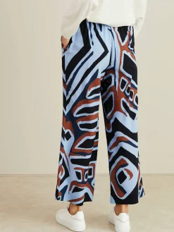 Seidenhose 'Fonda' mit Muster Blau/Braun