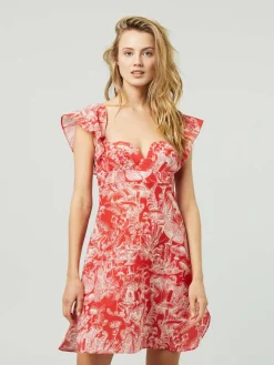 Seiden-Kleid 'Fungi Forest' Rot
