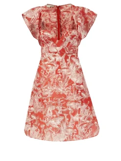Seiden-Kleid 'Fungi Forest' Rot