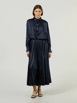 Seidenkleid 'Lauren' Marineblau