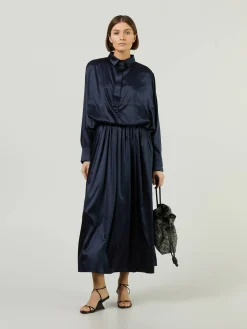 Seidenkleid 'Lauren' Marineblau