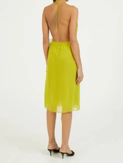 Seidenkleid mit Halterneck Grün