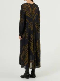 Seiden-Maxikleid 'Faraya' Navy/Avocado