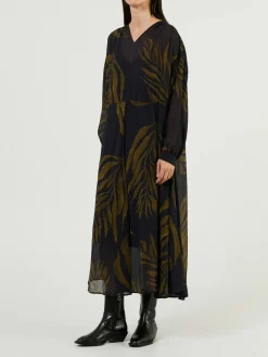 Seiden-Maxikleid 'Faraya' Navy/Avocado