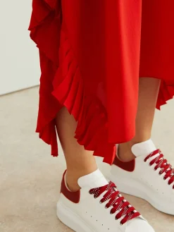 Seidenrock 'Ashlyn' mit Faltendetail Rot