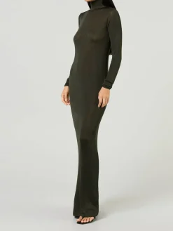 Semitransparentes Maxikleid Khaki
