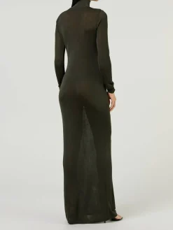 Semitransparentes Maxikleid Khaki