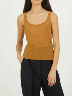 Semitransparentes Tanktop 'Bastia' Cognac