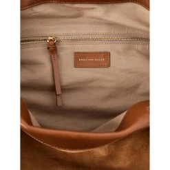 Shopper 'Blossom' aus Veloursleder Cognac