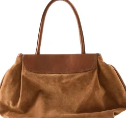 Shopper 'Blossom' aus Veloursleder Cognac