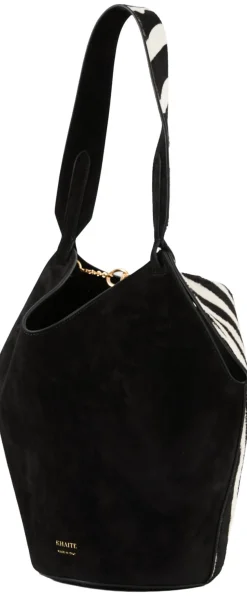 Shopper 'Lotus Mini' aus Kalbshaar mit Zebra Print Schwarz