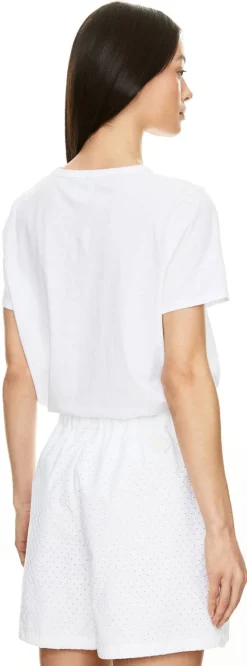 Shorts aus San Gallo- und Baumwollpopeline Weiß