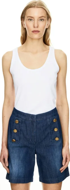 Shorts 'Bridget' mit dekorativen Knöpfen Marineblau
