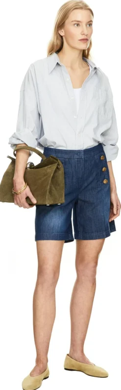 Shorts 'Bridget' mit dekorativen Knöpfen Marineblau