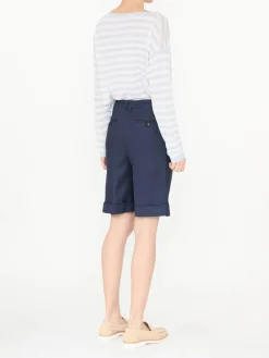 Shorts mit Bundfalten Marineblau