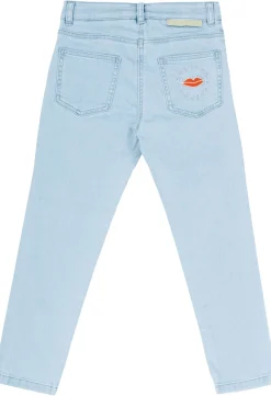 Slim-Fit-Jeans mit Stickerei Hellblau