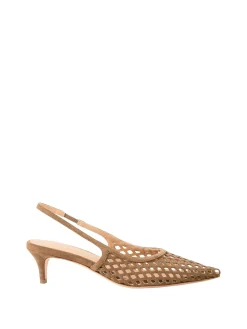 Slingback-Pumps aus Veloursleder Taupe