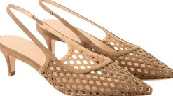 Slingback-Pumps aus Veloursleder Taupe