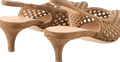 Slingback-Pumps aus Veloursleder Taupe