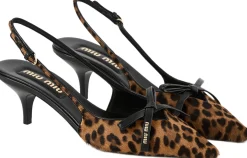 Slingback-Pumps mit Animal Print
