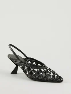 Slingback-Pumps mit Kristallen Schwarz