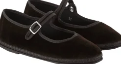 Slipper 'Mary Jane' aus Samt Marrone Caranto