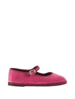 Slipper 'Mary Jane' aus Samt Rosa Colombina
