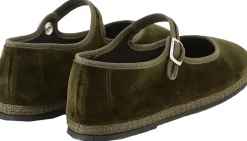 Slipper 'Mary Jane' aus Samt Verde Loden