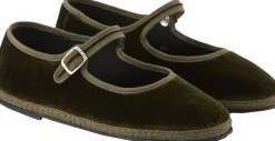 Slipper 'Mary Jane' aus Samt Verde Loden