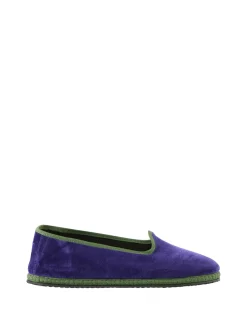 Slipper 'Modigliani' aus Samt Viola Verde Aspargo