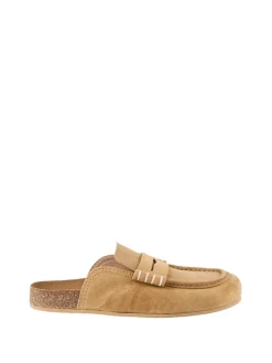 Slipper 'Stitch' aus Leder Beige