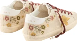 Sneaker 'Super-Star' mit Blumenstickerei Beige