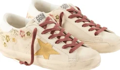 Sneaker 'Super-Star' mit Blumenstickerei Beige