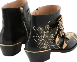 Stiefeletten 'Susan' mit Nieten Schwarz