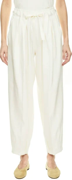 Stoffhose 'Barrel Easy' aus Leinen Weiß