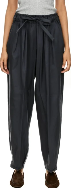 Stoffhose 'Barrel Easy' aus Leinen Graublau