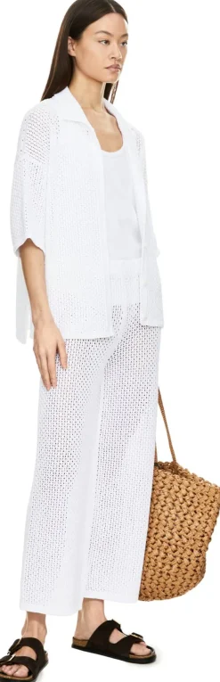Stoffhose 'Belenza' mit Lochstruktur Bianco