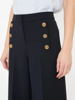 Stoffhose 'Bridget' mit Knopfdetails Marineblau