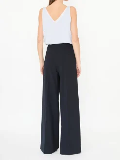 Stoffhose 'Bridget' mit Knopfdetails Marineblau
